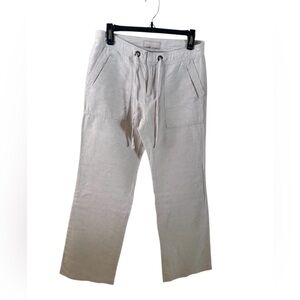 Banana Republic Khaki Wide Leg Cotton Linen Pants Martin Fit